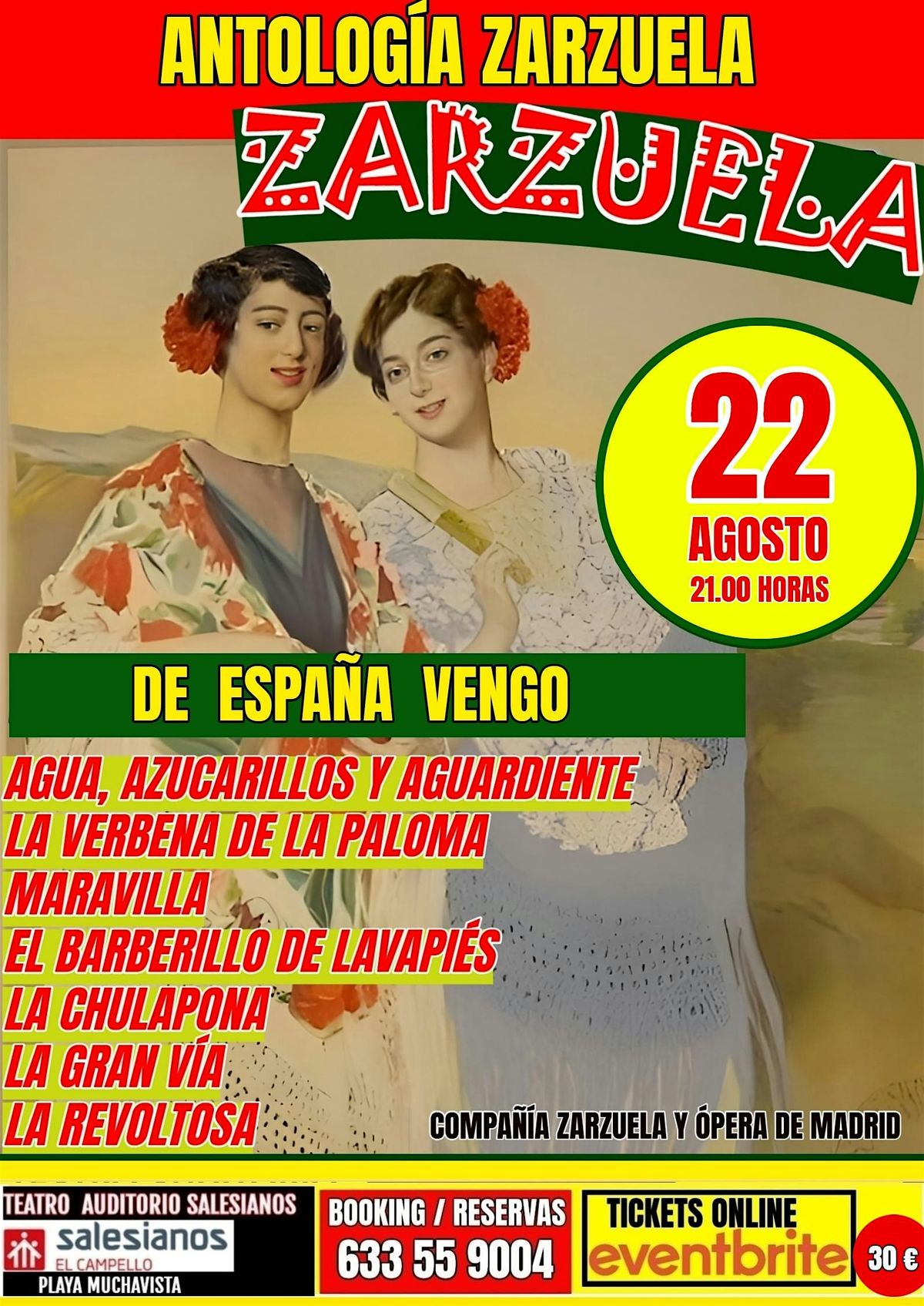 DE ESPAÑA VENGO. ANTOLOGIA ZARZUELA, 22 August | Event in Campello | AllEvents