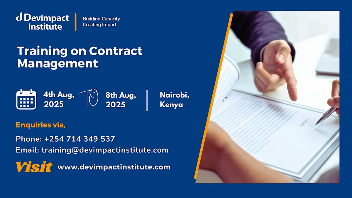 Training on Contract  Management, 4 August | Event in Nairobi | AllEvents
