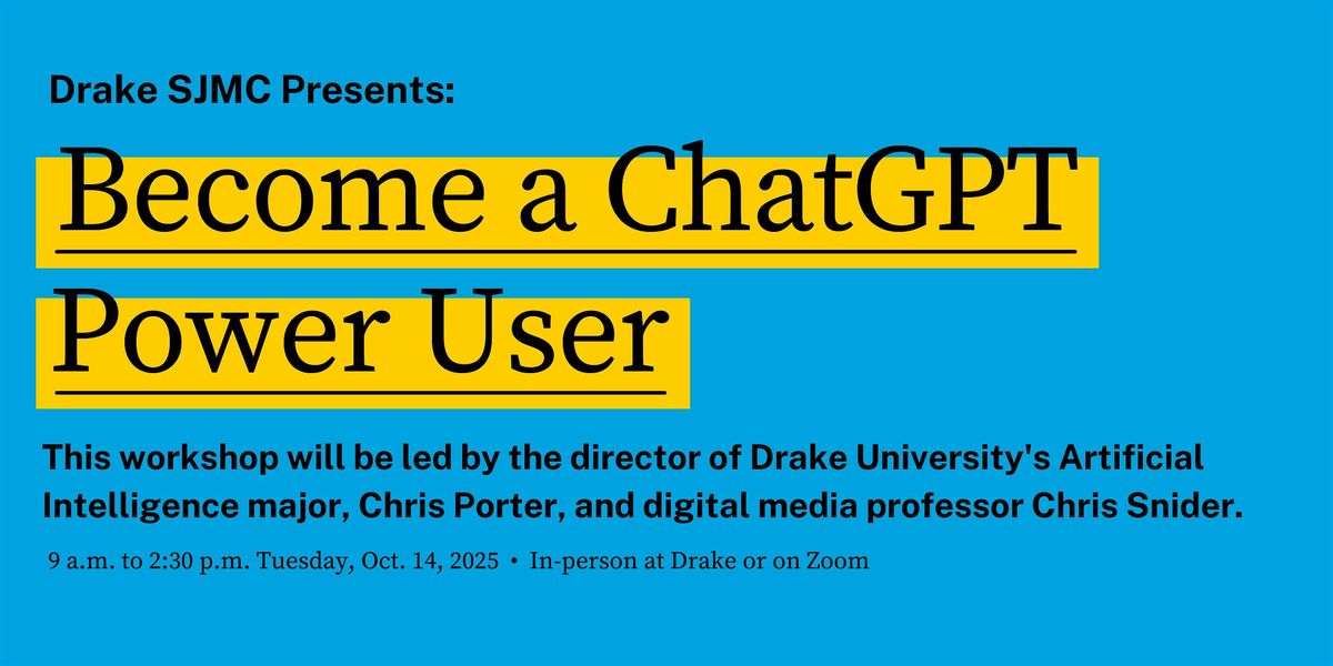 Become a ChatGPT Power User - Gen AI Workshop (in-person / virtual), 14 October | Event in Des Moines | AllEvents