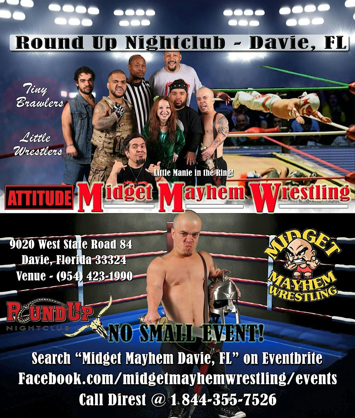 Midget Mayhem Wrestling with Attitude Goes Wild! Davie FL 21+, 15 October | Event in Davie | AllEvents