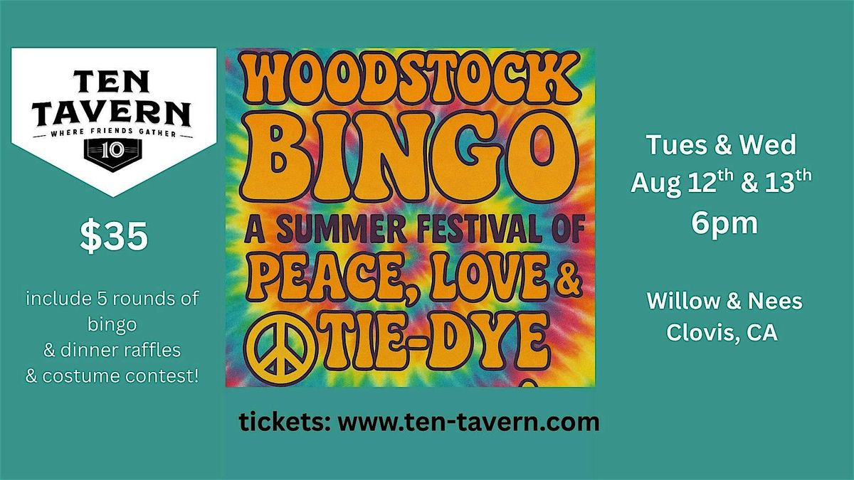 Woodstock Bingo: A Summer Festival of Peace, Love & Tie-Dye, 12 August | Event in Clovis | AllEvents