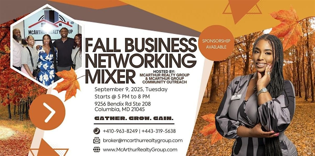 McArthur Group Community Outreach INC. Fall Business Networking Mixer, 9 September | Event in Columbia | AllEvents