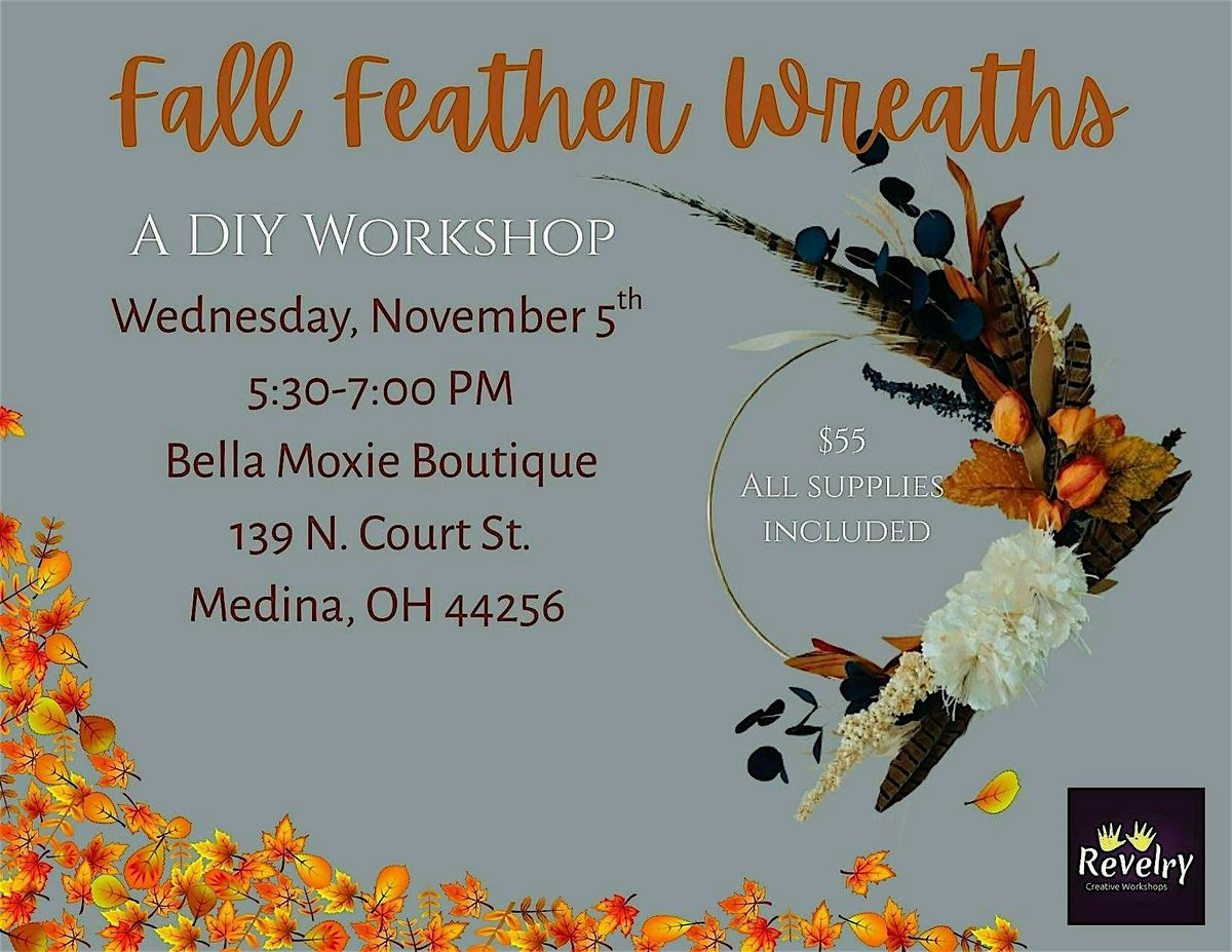 Fall Feather Hoop Wreath Class, 5 November | Event in Medina | AllEvents