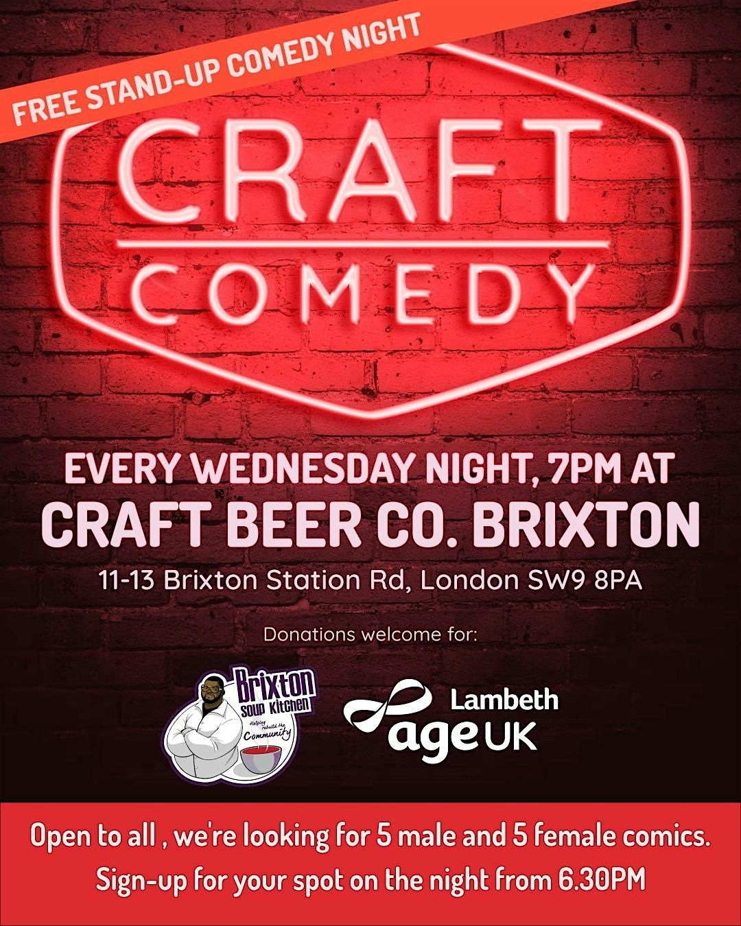 Craft Comedy - FREE Comedy Every Wednesday in Brixton | Event in London | AllEvents