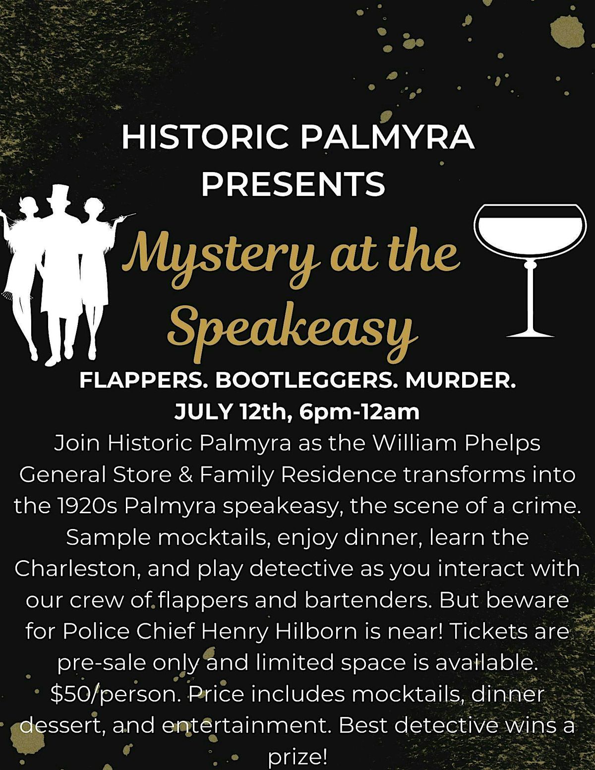 Mystery at the Speakeasy, 12 July | Event in Palmyra | AllEvents
