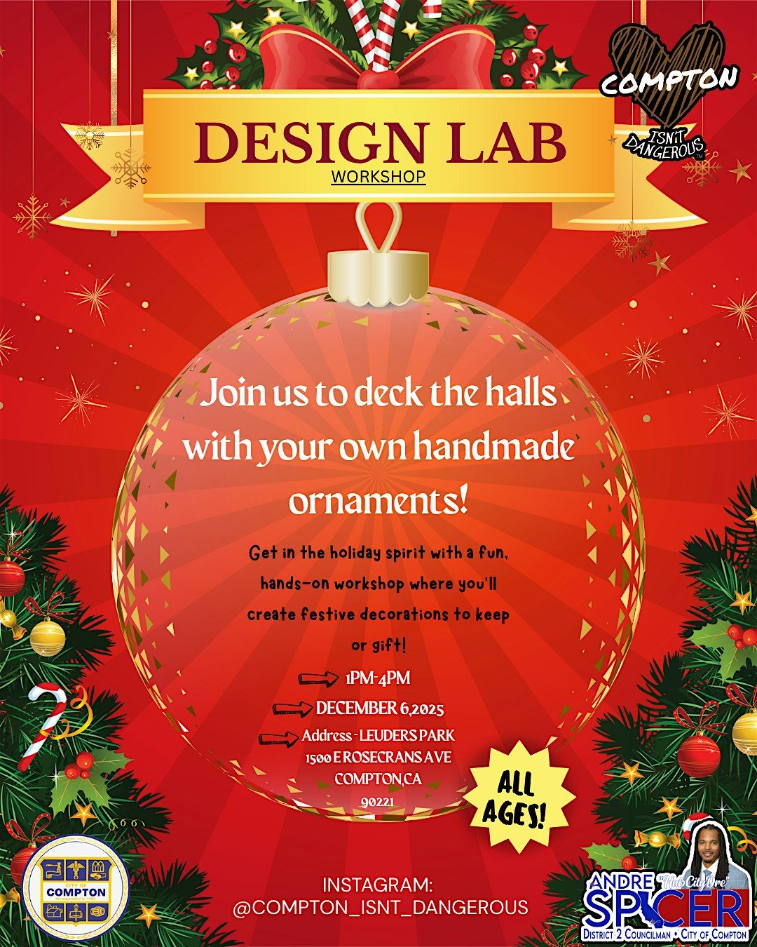 Design Lab Workshop: Handmade Holiday Ornaments!, 6 December | Event in Compton | AllEvents