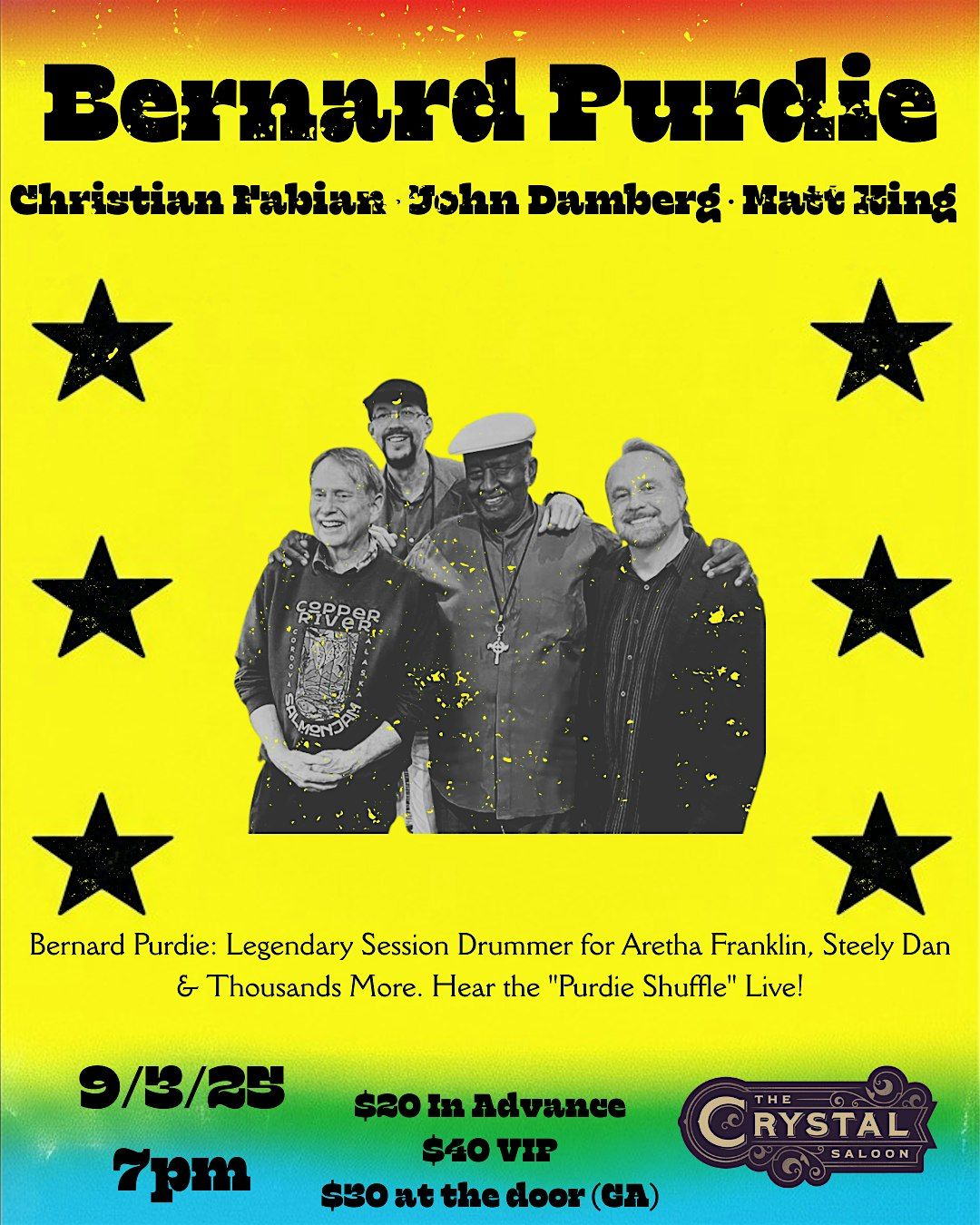 Bernard Purdie Ft. Christian Fabian, John Damberg & Matt King, 3 September | Event in Juneau | AllEvents