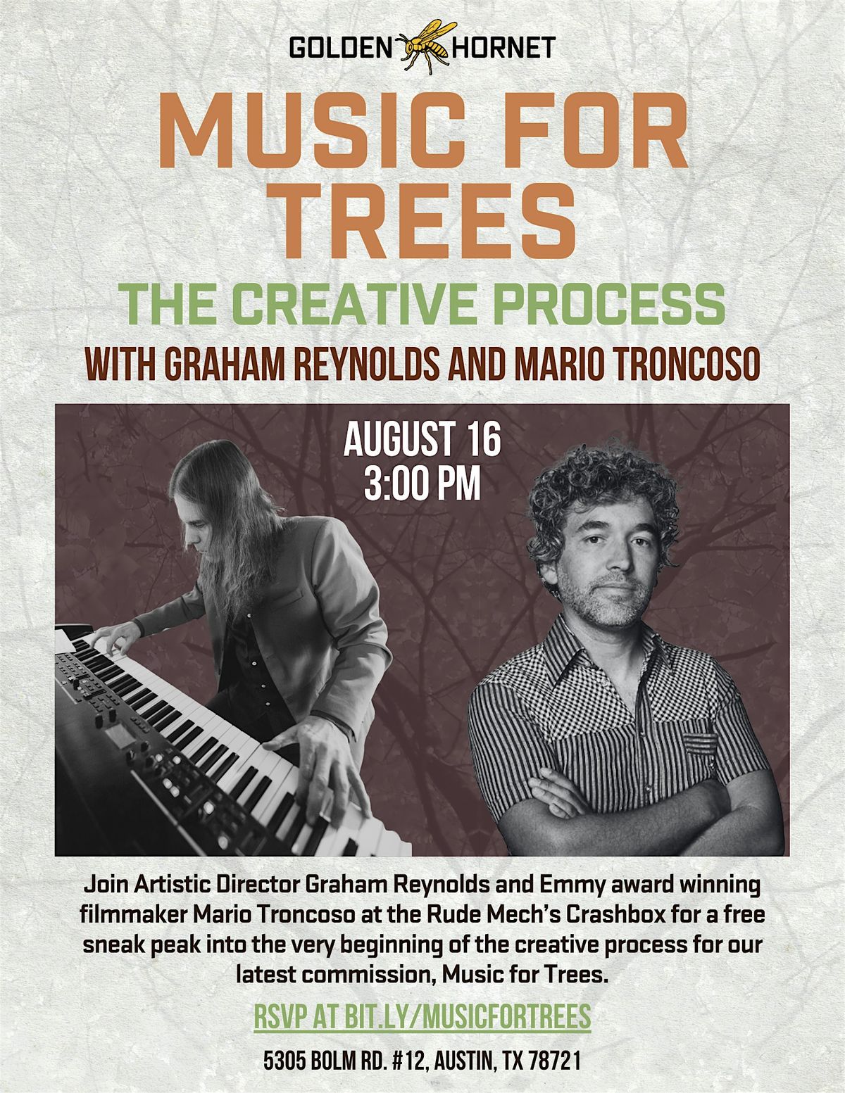 Music for Trees: The Creative Process, 16 August | Event in Austin | AllEvents