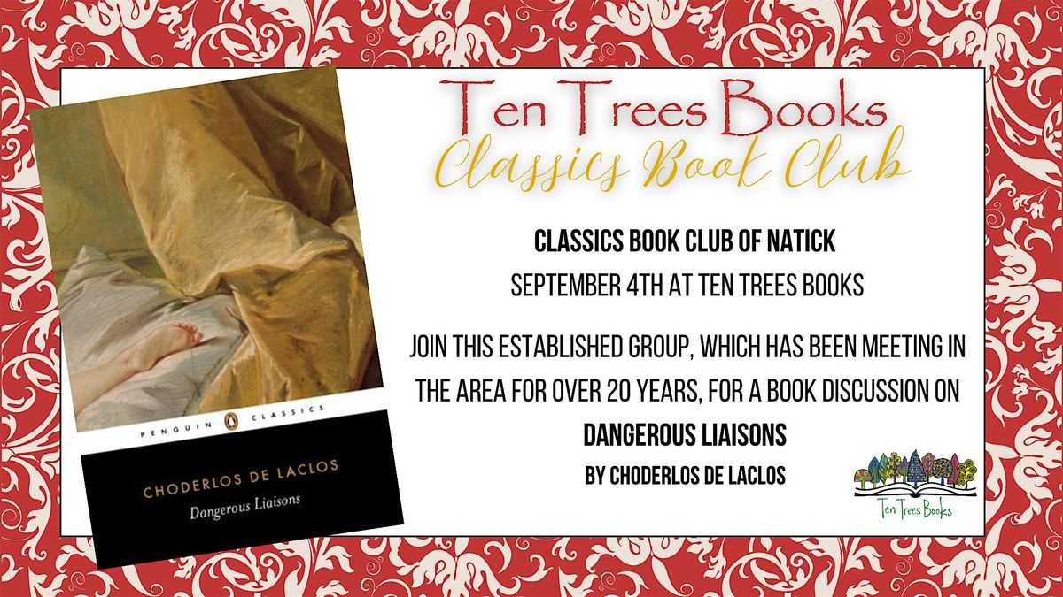 Classics Book Club - Dangerous Liasons, 4 September | Event in Natick | AllEvents