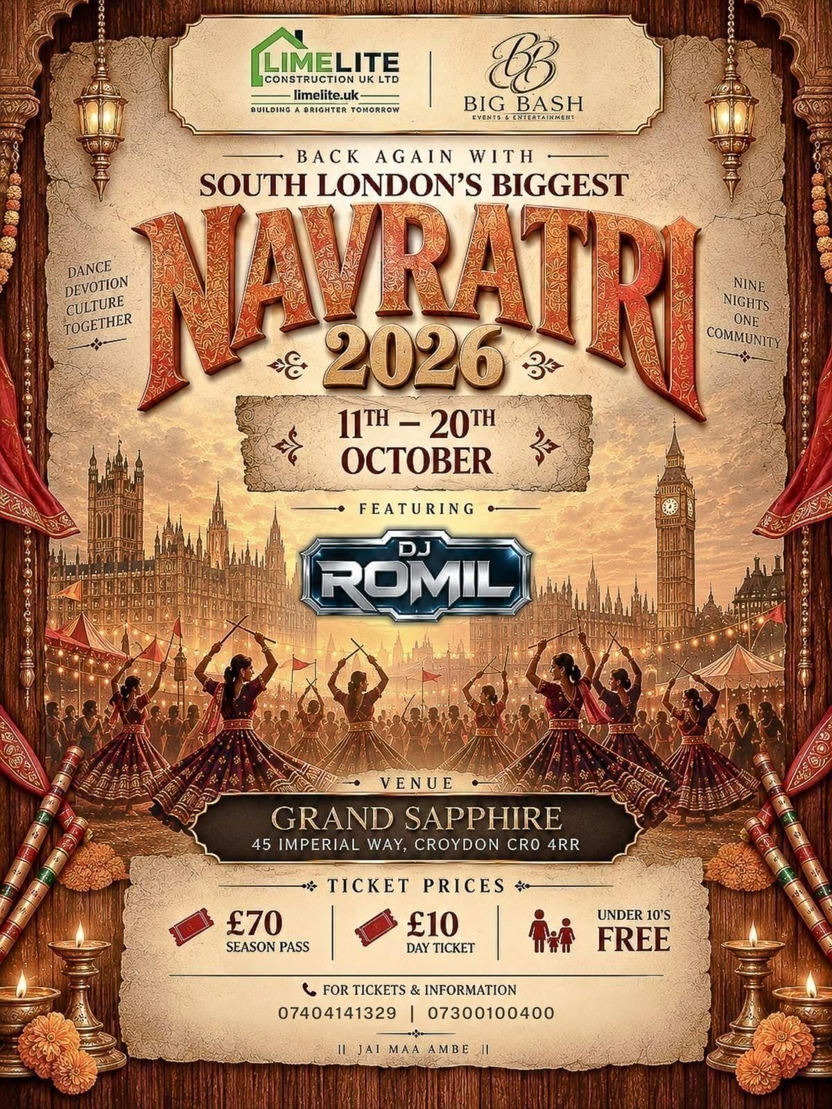 SOUTH LONDON Navratri 2026, Grand Sapphire Banqueting & Hotel, Purley ...