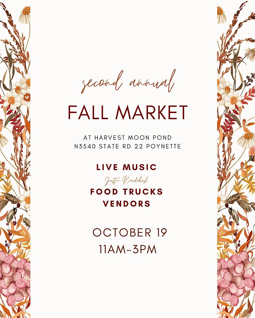 Live Music and Fall Market at Harvest Moon Pond, 19 October | Event in Poynette | AllEvents