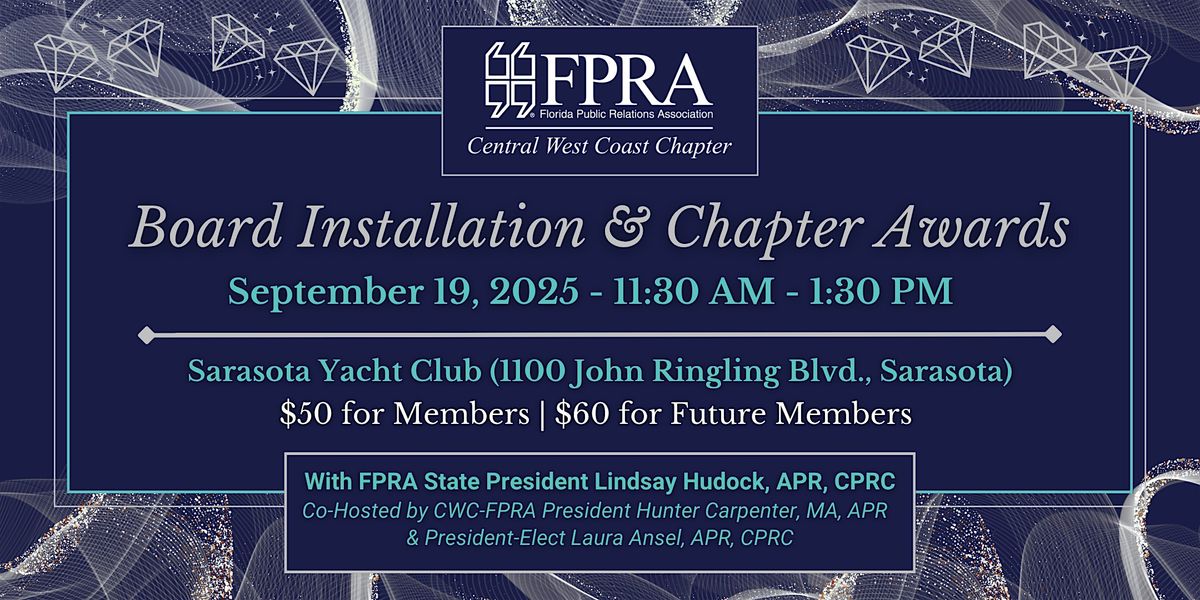 CWC-FPRA Board Installation & Chapter Awards, 19 September | Event in Sarasota | AllEvents