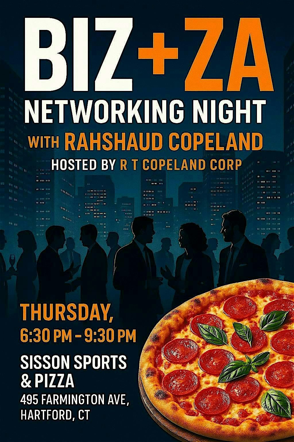 Biz + Za: Networking Night With Rahshaud Copeland | Event in Hartford | AllEvents