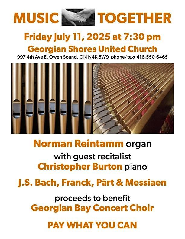 Organ Recital by Norman Reintamm with guest recitalist Dr. Chris Burton, 11 July | Event in Owen Sound | AllEvents