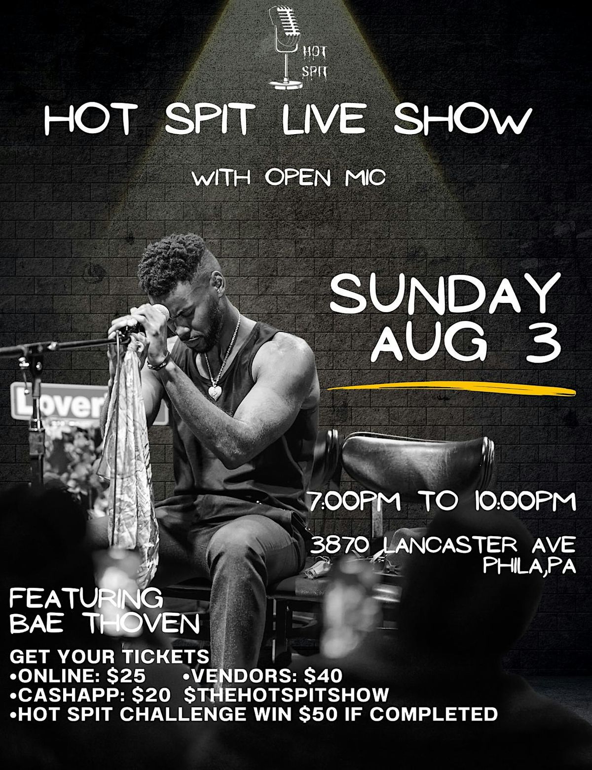 Hot Spit Live Show w/ open mic, 3 August | Event in Philadelphia | AllEvents
