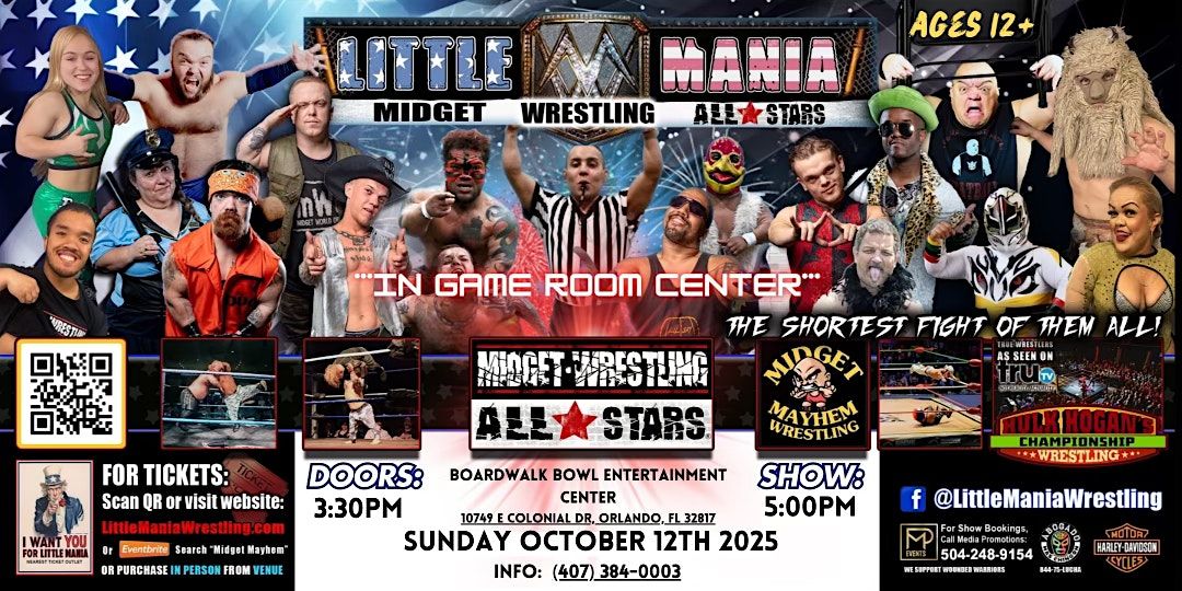 Midget Mayhem Wrestling Rips Through the Ring! Orlando FL 12+, 12 October | Event in Orlando | AllEvents