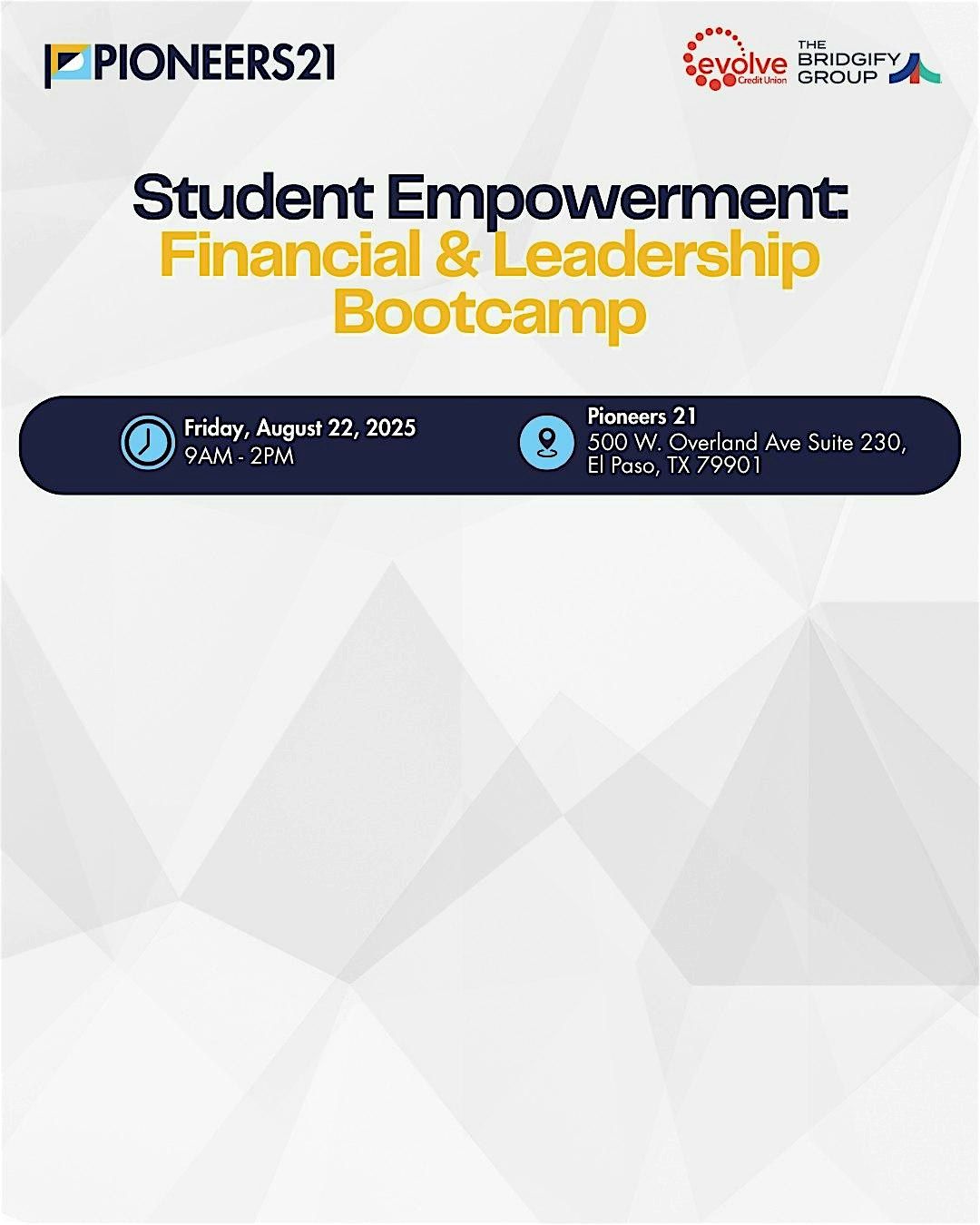 Student Empowerment: Financial & Leadership Bootcamp [APPLICATION REQUIRED], 22 August | Event in El Paso