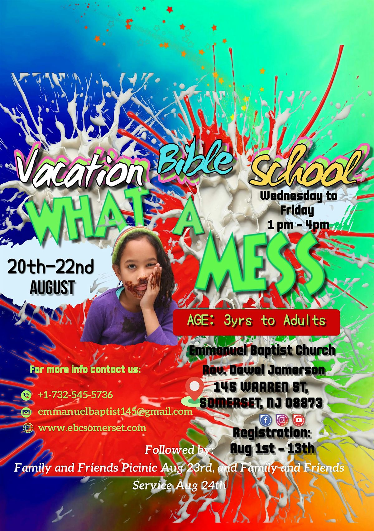 Emmaneul Baptist Church VBS "What A Mess", 20 August | Event in Franklin Township | AllEvents