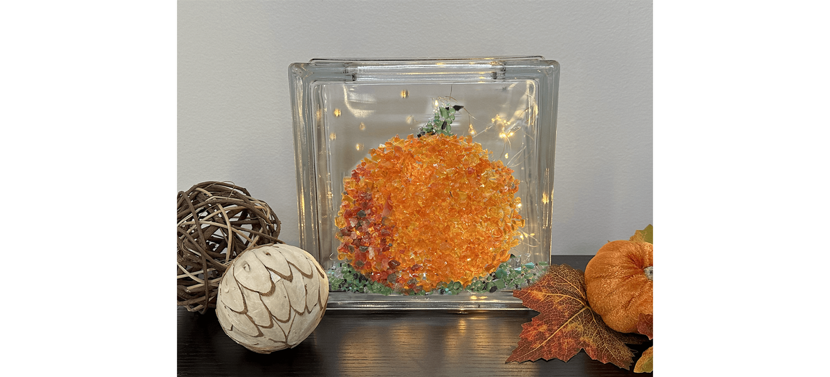 Crushed Glass Pumpkin Glass Block with Lights Paint Sip Art Class Akron, 1 October | Event in Akron | AllEvents