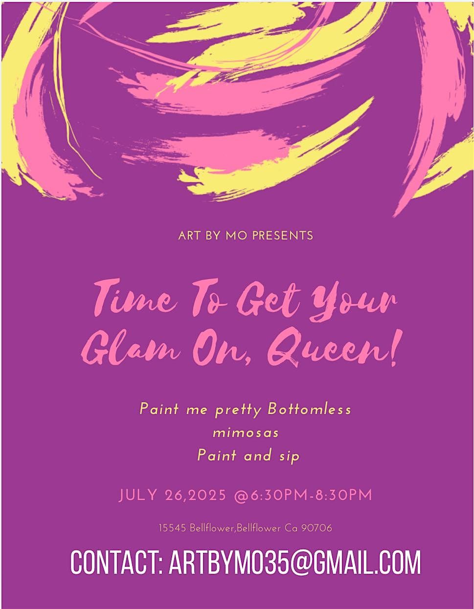 Glam paint and sip bottemless mimosas, 26 July | Event in Bellflower | AllEvents