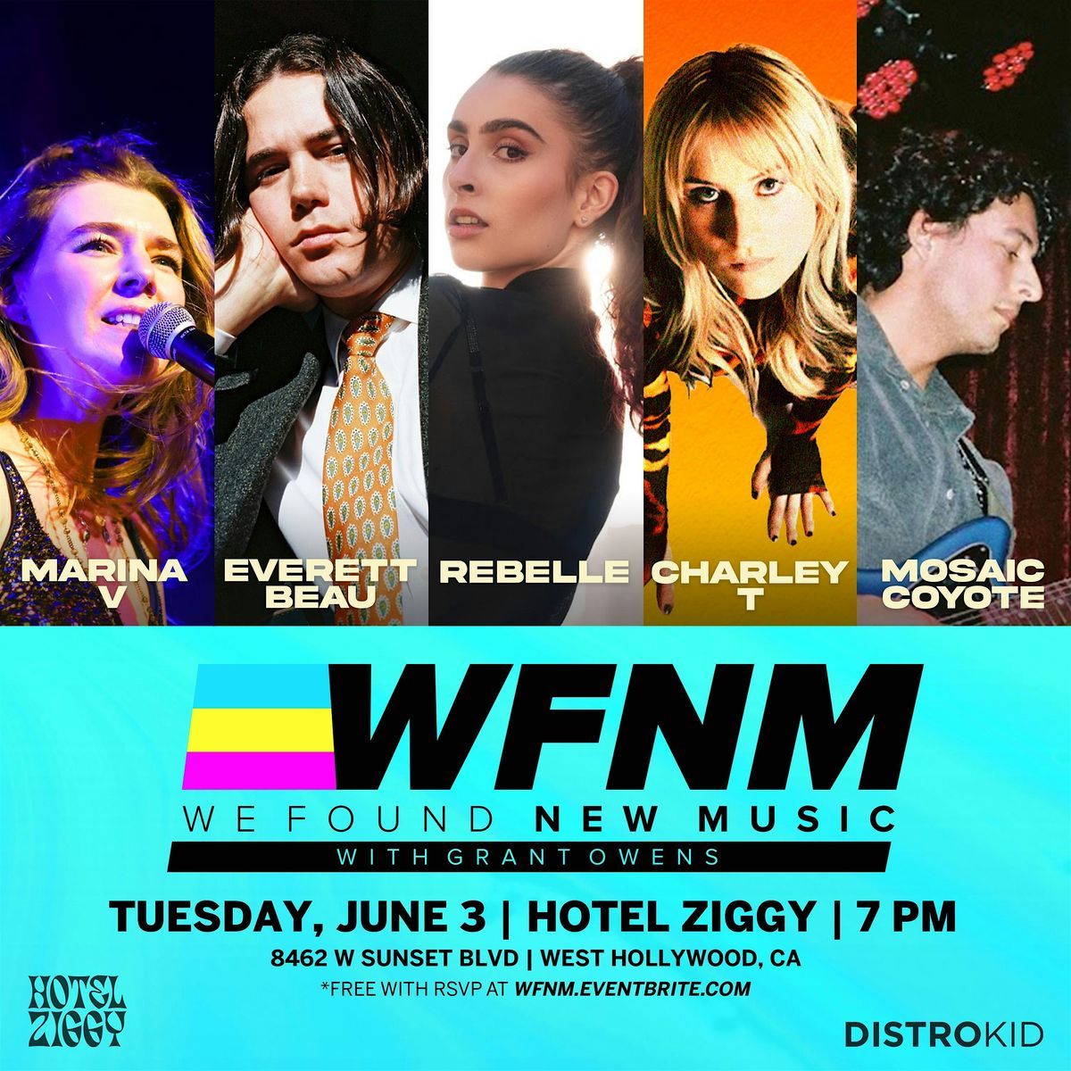 Marina V, Everett Beau, REBELLE, CHARLEY T, Mosaic Coyote, 3 June | Event in West Hollywood | AllEvents