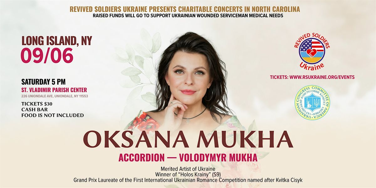 OKSANA MUKHA in LONG ISLAND, NY, 6 September | Event in Uniondale | AllEvents