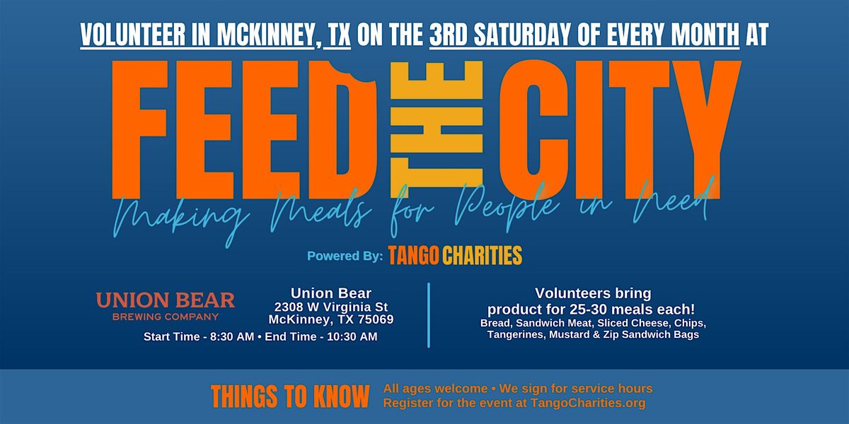 Feed The City McKinney: Making Meals for People In Need, 15 November | Event in McKinney | AllEvents