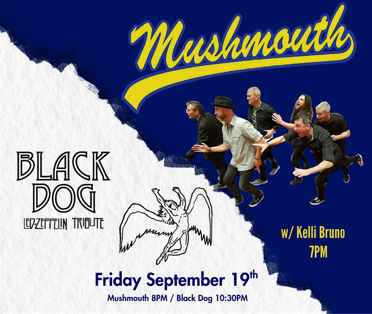 Mushmouth & Black Dog (Led Zep) @ Crossroads w/ Kelli Bruno, 19 September | Event in Garwood | AllEvents
