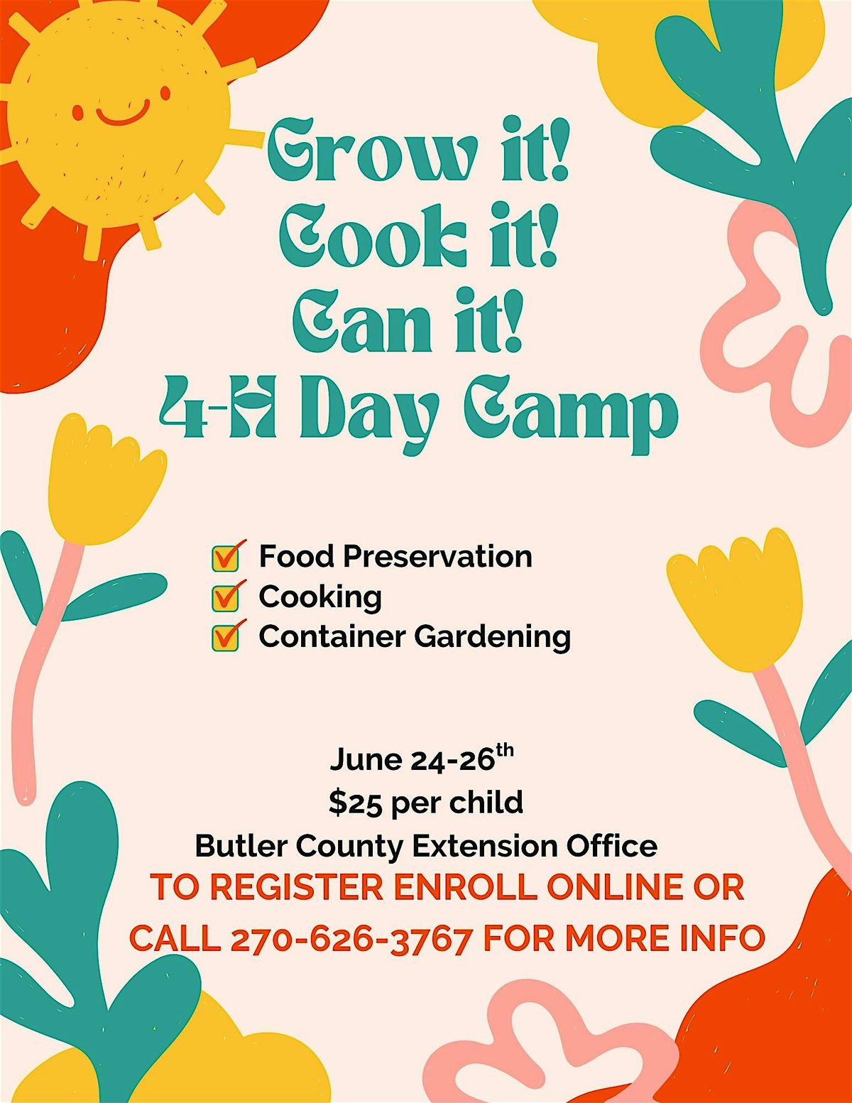 Grow it! Cook it! Can it! 4-H Day Camp, 24 June | Event in Morgantown | AllEvents