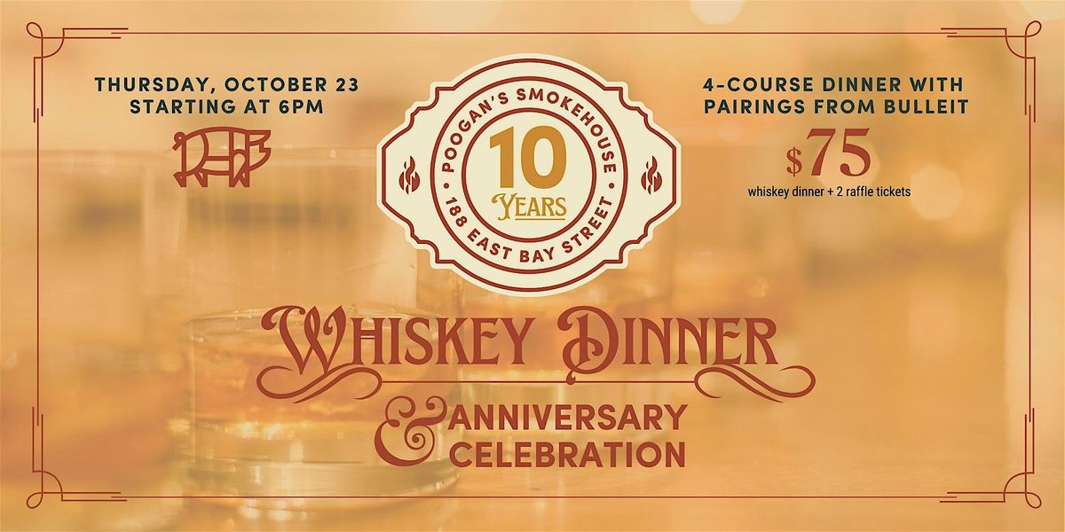 Cheers to 10 Years: 4-Course Dinner & Bulleit Pairing @ Poogan's Smokehouse, 23 October | Event in Charleston