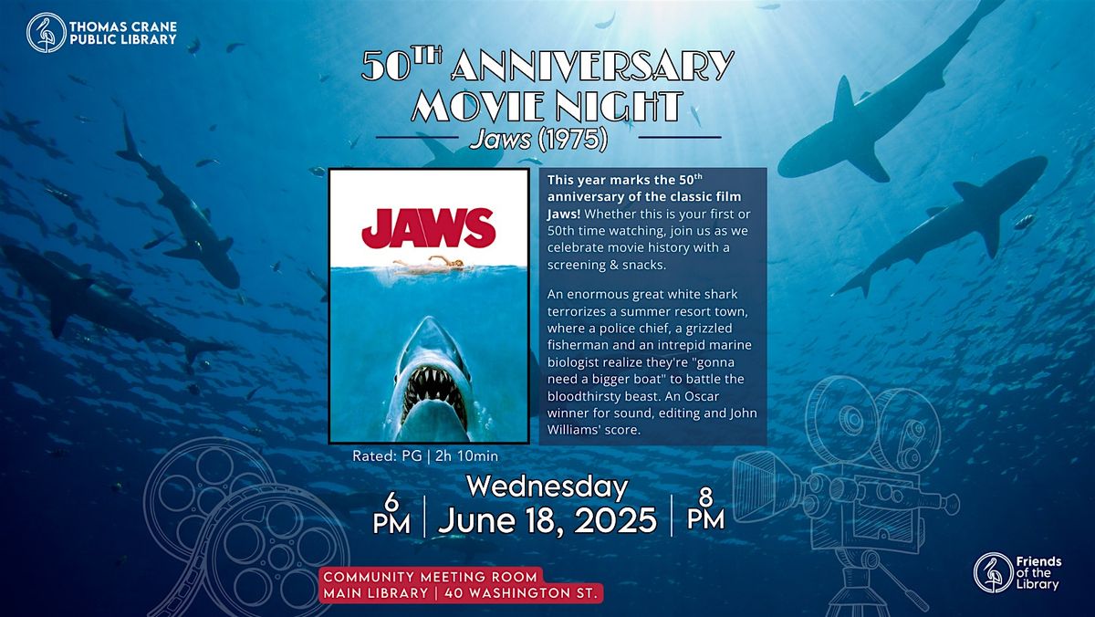 50th Anniversary Jaws Movie Night! #Jaws50, 18 June | Event in Quincy | AllEvents