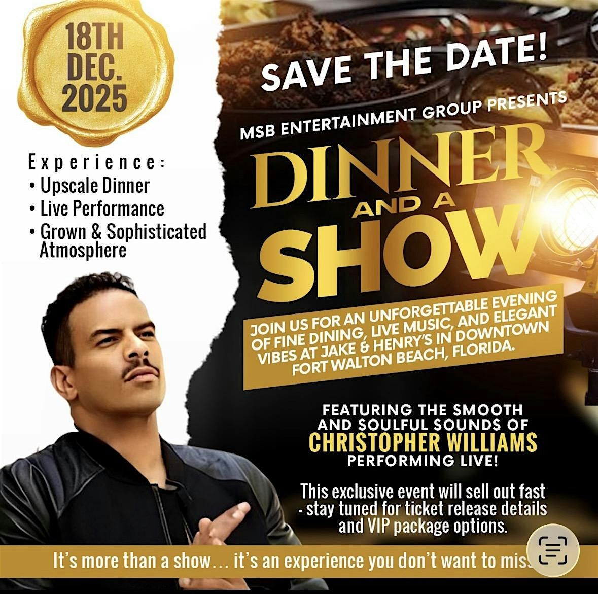 The Ultimate R&B Dinner Experience  featuring Christopher Williams, 18 December | Event in Fort Walton Beach