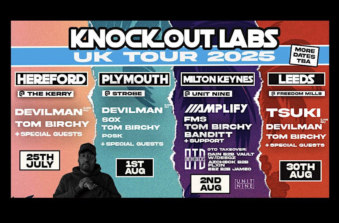 Knock Out Labs UK Tour (Milton Keynes): Amplify, FMS, Tom Birchy & Banditt, 2 August | Event in Wolverton