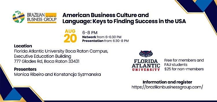 American Business Culture and Language: Keys to Finding Success in the USA, 20 August | Event in Boca Raton