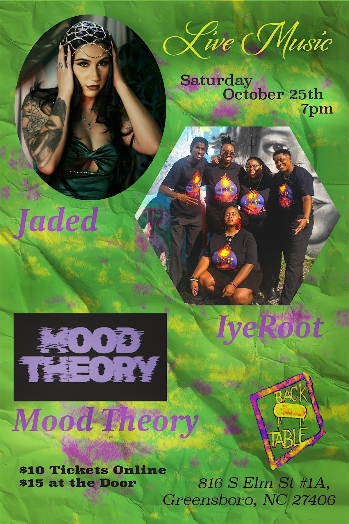 Jaded, Iye Root, & Mood Theory, 25 October | Event in Greensboro | AllEvents
