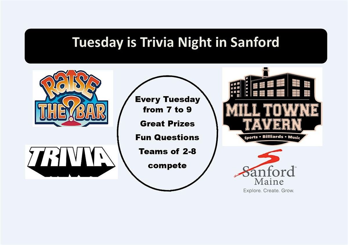 Raise the Bar Trivia Tuesdays at Mill Towne Tavern in Sanford | Event in Sanford | AllEvents