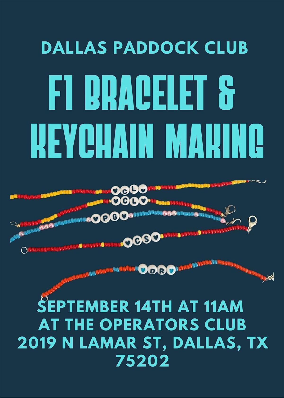 F1 Bracelet and Keychain Making, 14 September | Event in Dallas | AllEvents