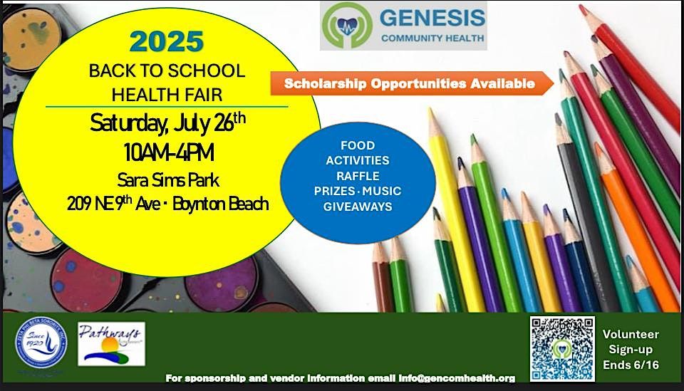 Genesis Community Health 2nd Annual Health &  Back-to-School Fair, 26 July | Event in Boynton Beach | AllEvents