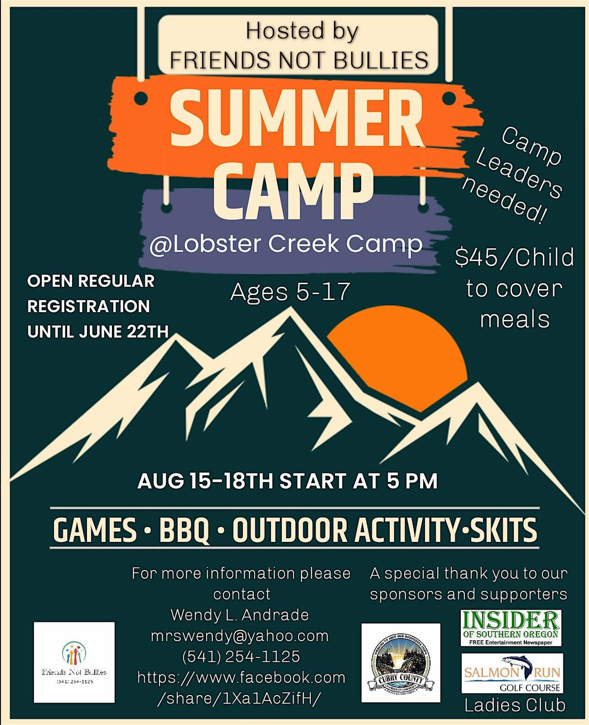 Friends Not Bullies Summer Camp, 15 August | Event in Camp | AllEvents