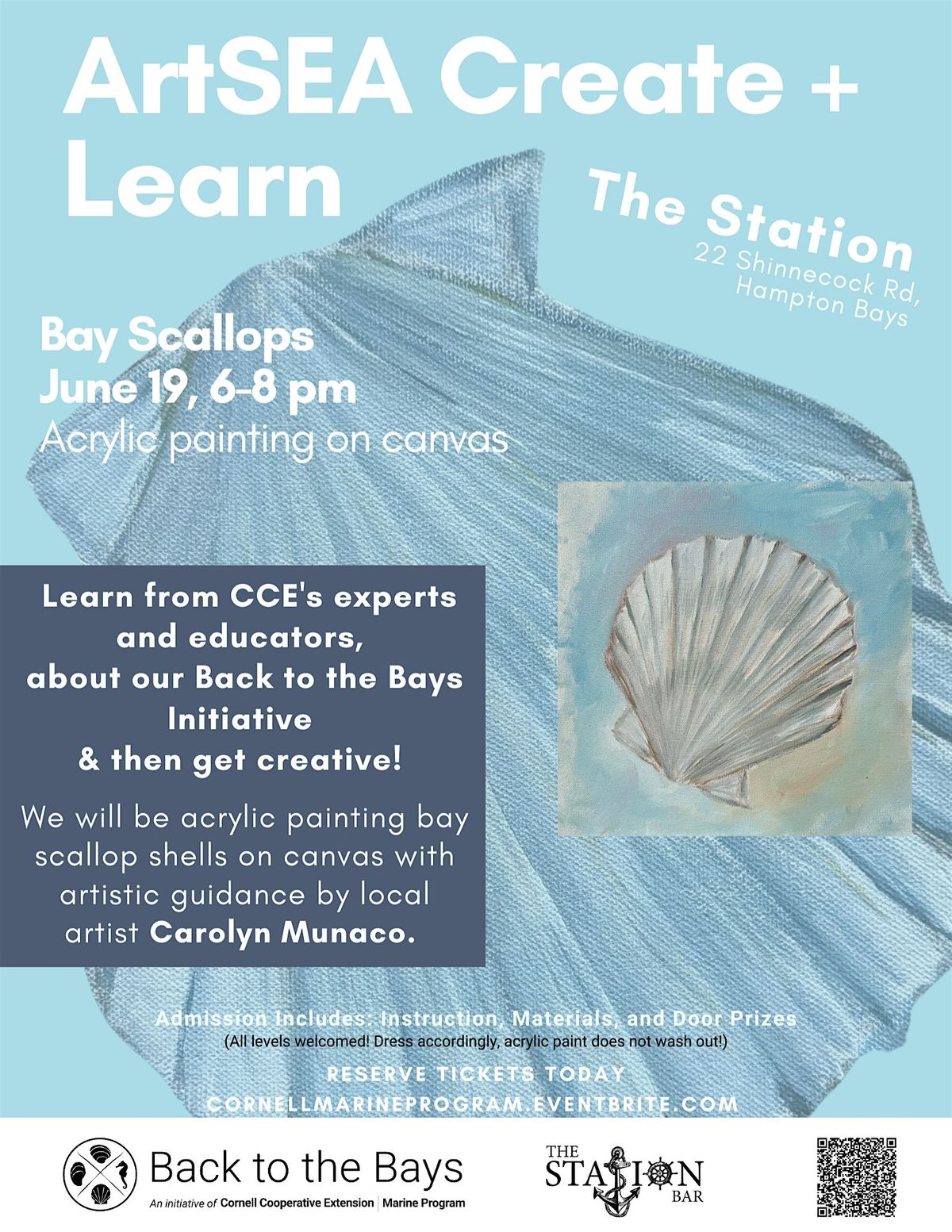 ArtSea Create & Learn Scallop  Acrylic Painting, 19 June | Event in Hampton Bays | AllEvents