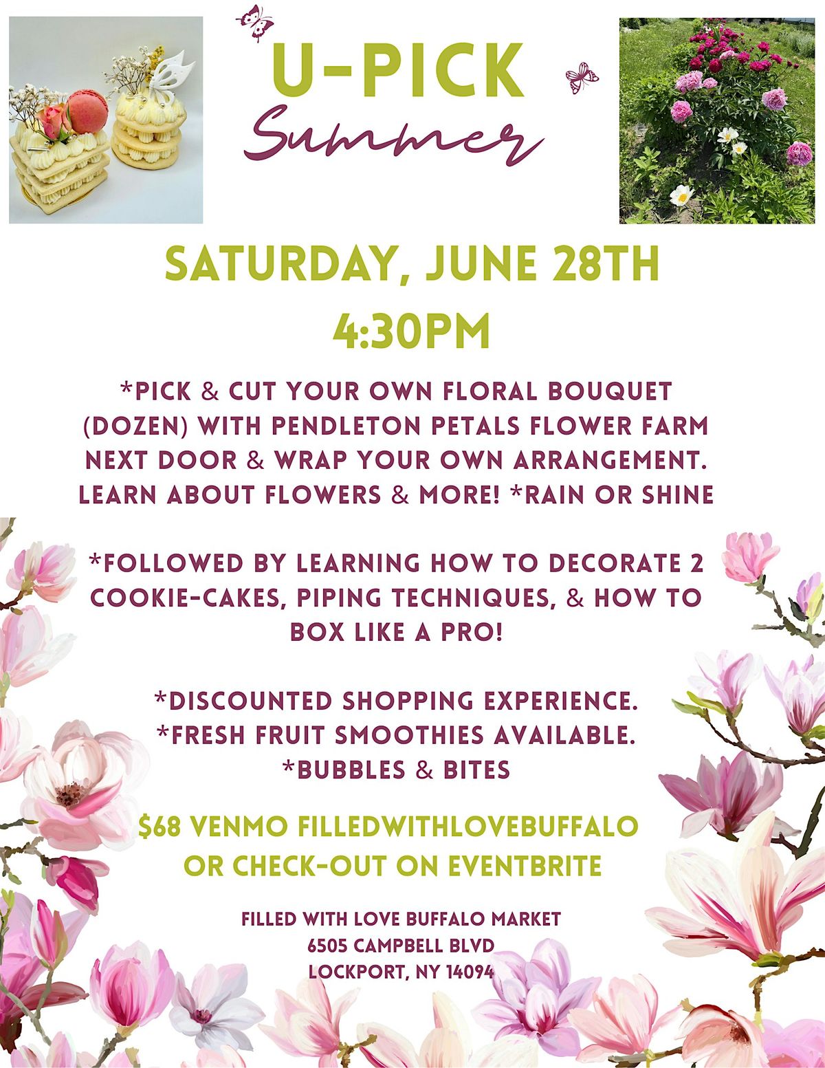U-Pick Summer Floral & Cookie Cake Workshop, 28 June | Event in Lockport | AllEvents