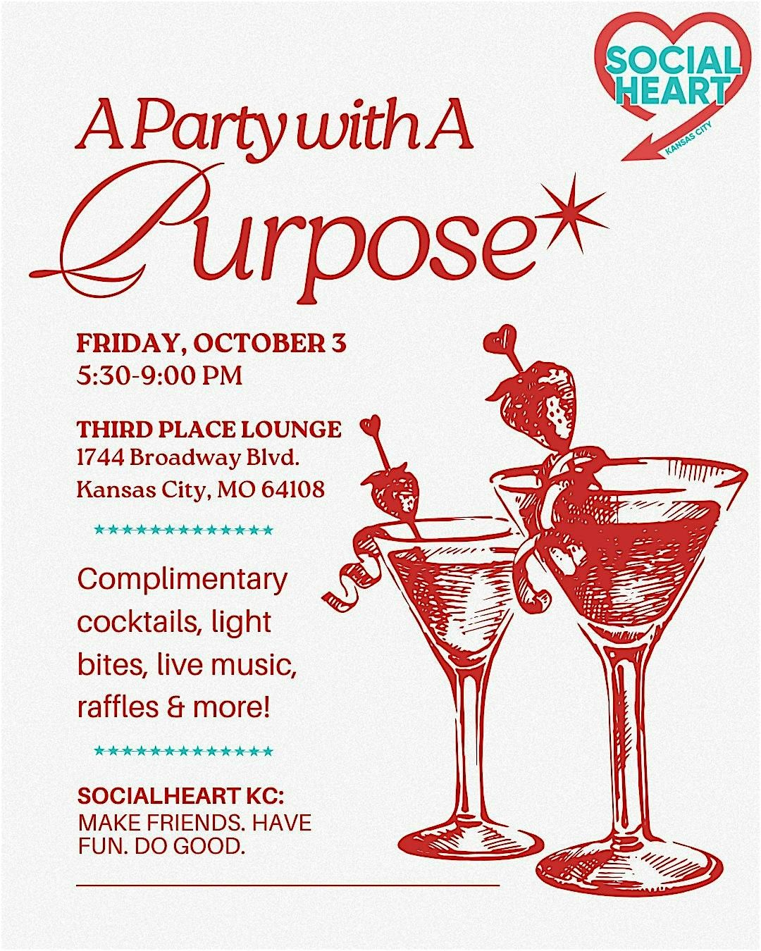 SocialHeart Presents: A Party With A Purpose, 3 October | Event in Kansas City | AllEvents