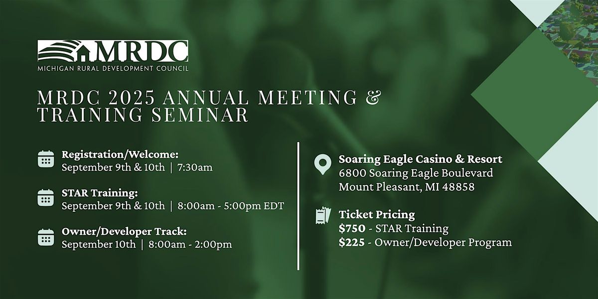 MRDC 2025 Annual Meeting & Training Seminar, 9 September | Event in Mount Pleasant | AllEvents