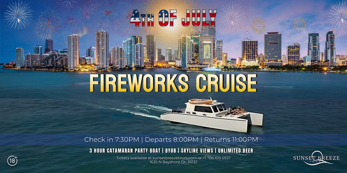 4th of July Fireworks Boat Party – Open Bar, Music & Panoramic Views | Miam, 4 July | Event in Miami