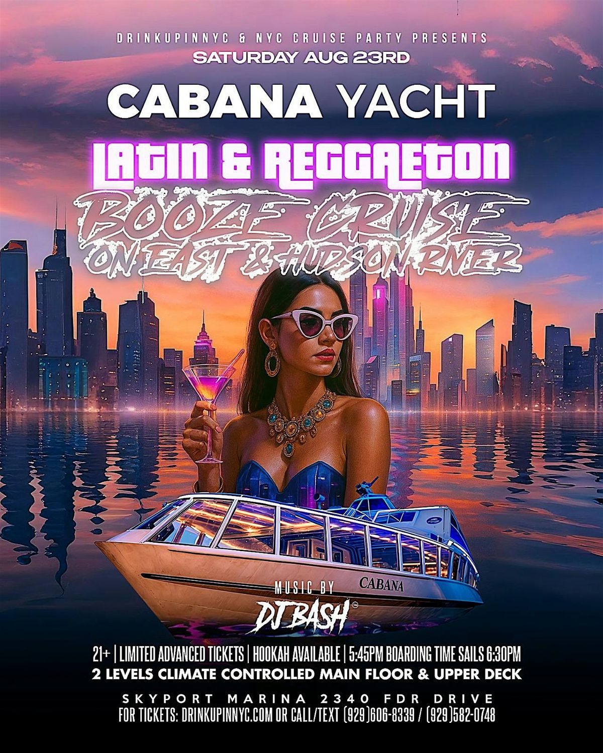 DJ BASH LATIN AND REGGAETON SUNSET CRUISE, 23 August | Event in New York | AllEvents