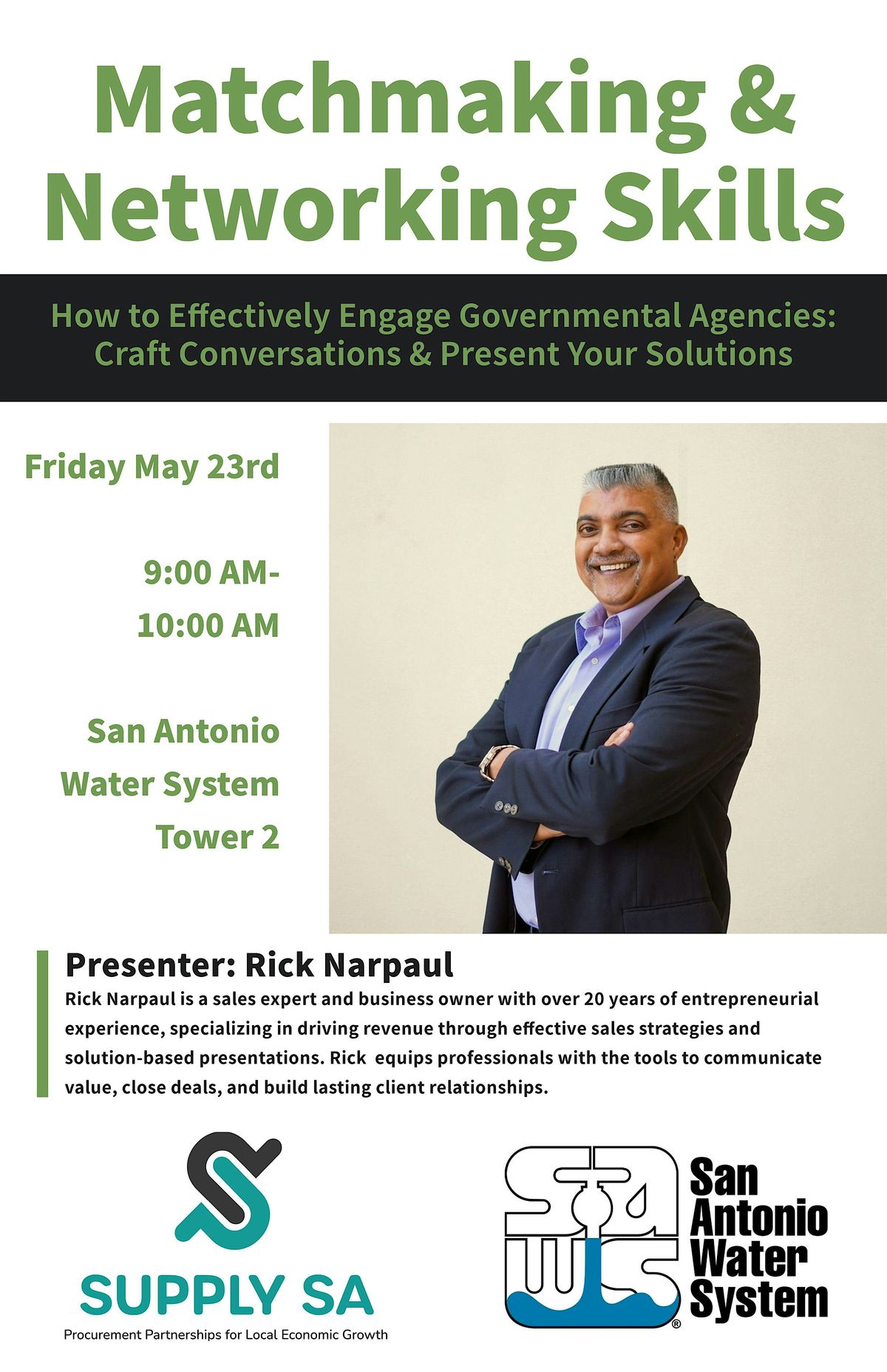 Matchmaking & Networking Skills: Engage Gov. Agencies & Pitch Your Solution, 23 May | Event in San Antonio