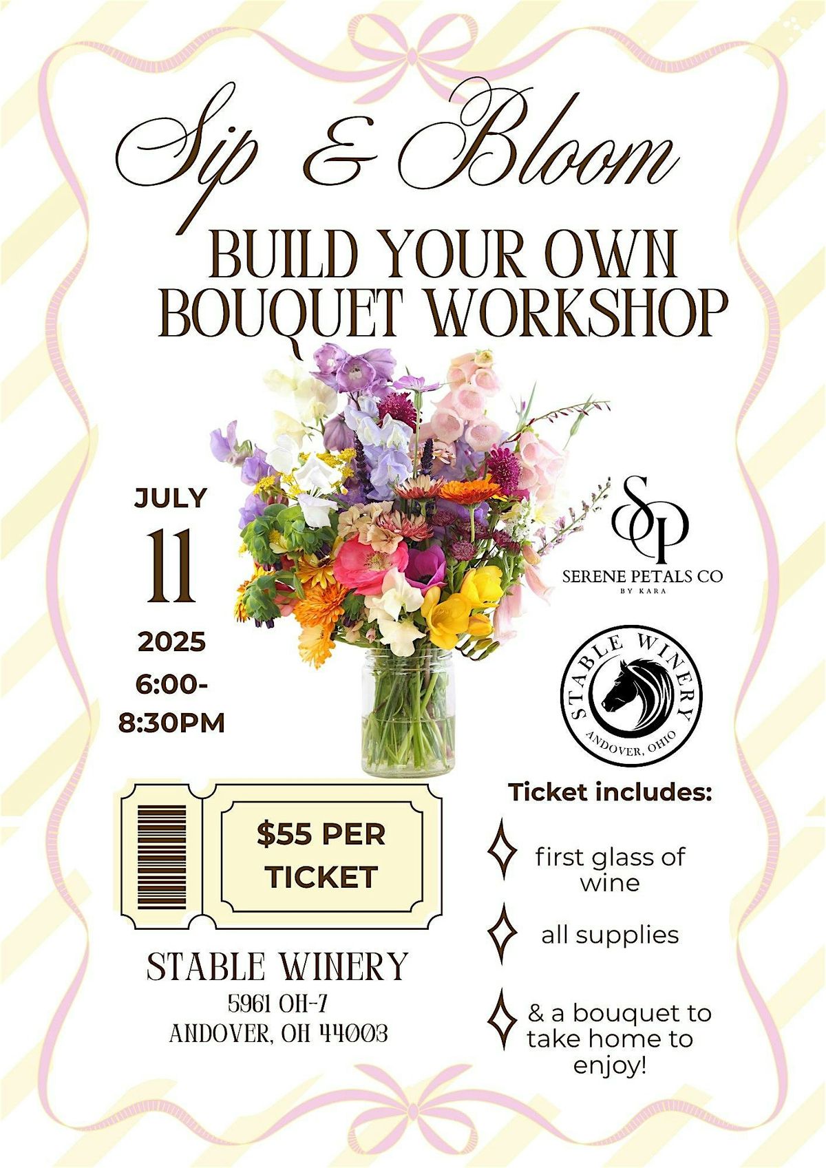 Sip & Bloom: Summer Bouquet Night at Stable Winery, 11 July | Event in Andover | AllEvents