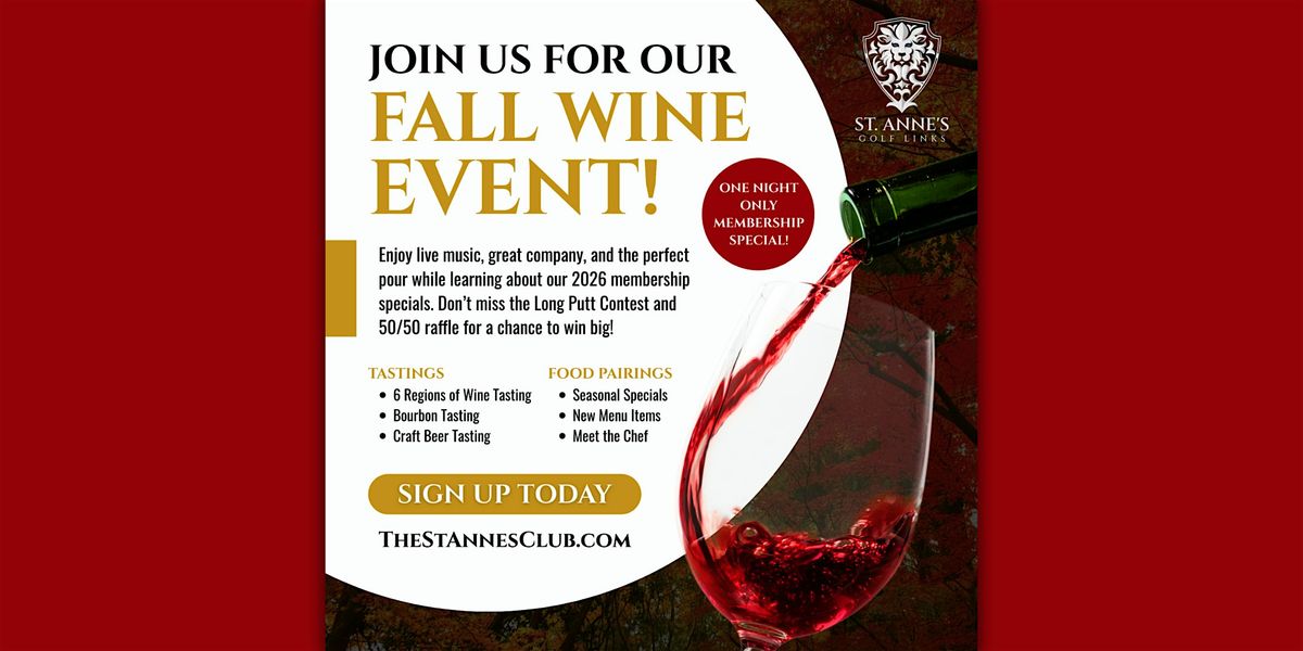Sip and Savor at St Anne's Golf Links, 1 November | Event in Middletown | AllEvents