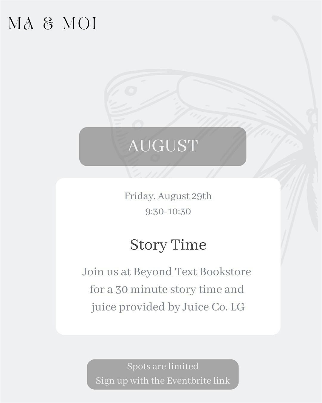 Ma & Moi Presents: Story Time at Beyond Text Bookstore, 29 August | Event in Los Gatos | AllEvents