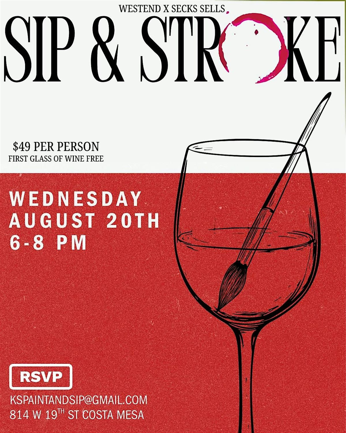 SIP & STROKE @ Westend in Costa Mesa, 20 August | Event in Costa Mesa | AllEvents